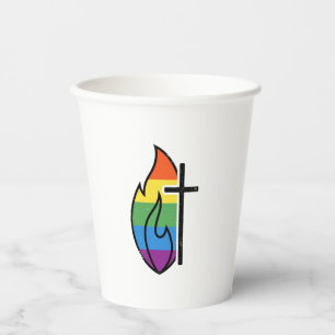 Rainbow Flame Cross Vintage Christian Vector Desig Paper Cups