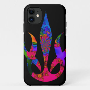 rainbow flames on black iPhone 11 case