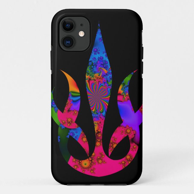 rainbow flames on black Case-Mate iPhone case (Back)