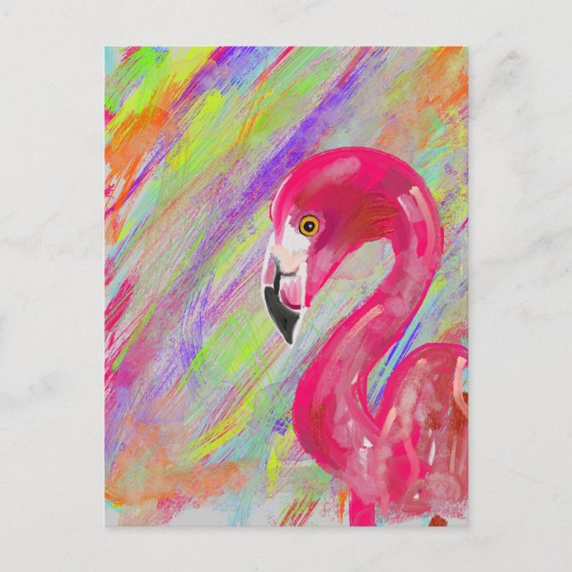 Rainbow Flamingo Print Postcard (Front)