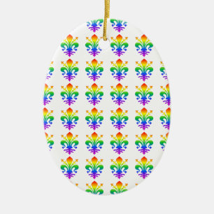 Rainbow Fleur-de-lis Ceramic Tree Decoration