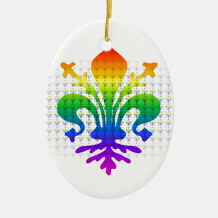 Rainbow Fleur-de-lis Ceramic Tree Decoration