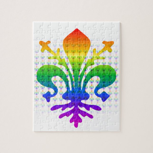 Rainbow Fleur-de-lis Jigsaw Puzzle (Vertical)