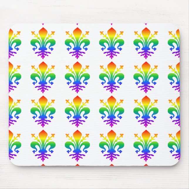 Rainbow Fleur-de-lis Mouse Pad (Front)