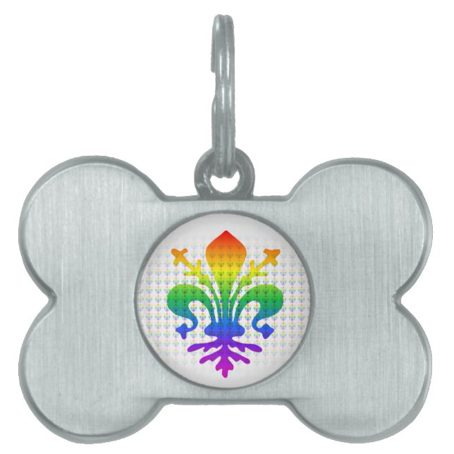 Rainbow Fleur-de-lis Pet Name Tag (Front)
