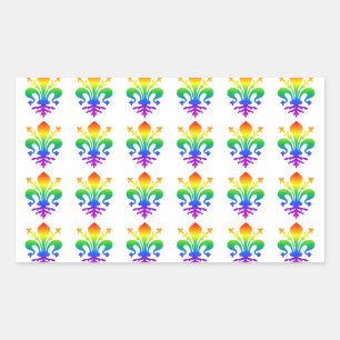 Rainbow Fleur-de-lis Rectangular Sticker
