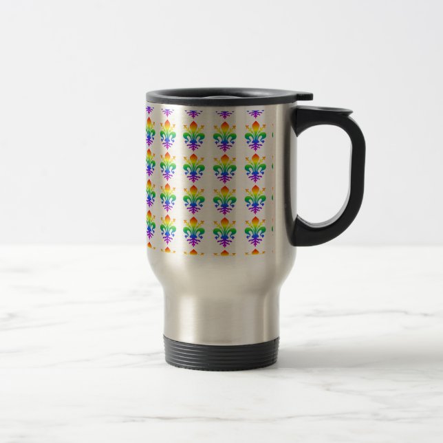 Rainbow Fleur-de-lis Travel Mug (Right)