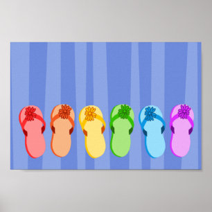 Rainbow Flip Flops Poster