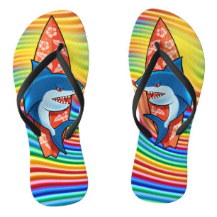 Rainbow Flip Flops Shark surf hippy boho