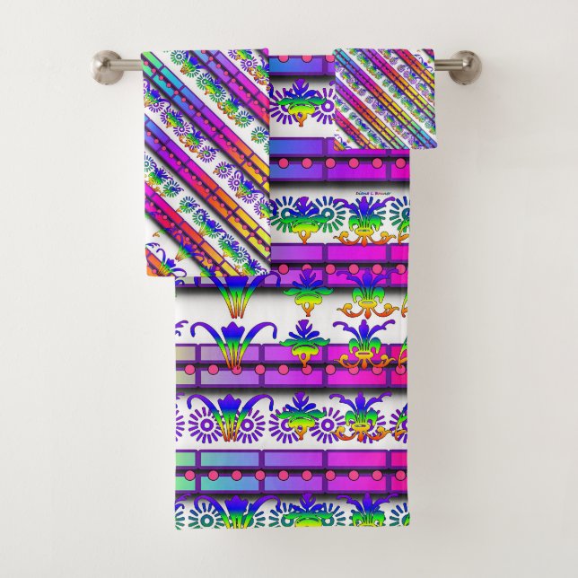 Rainbow Floral Assorted Gift  Bath Towel Set (Insitu)