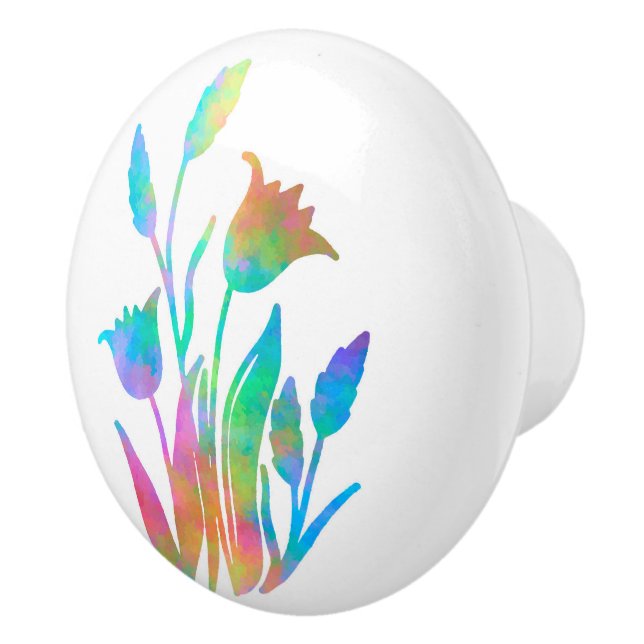 Rainbow Floral Clumps Ceramic Knob (Right)