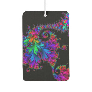 rainbow floral fractal art car air freshener