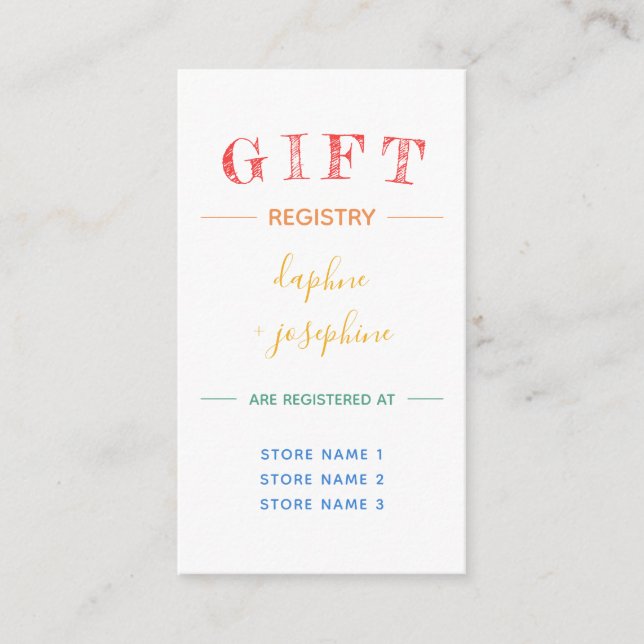 Rainbow Floral Gay Wedding Gift Registry Enclosure Card (Front)