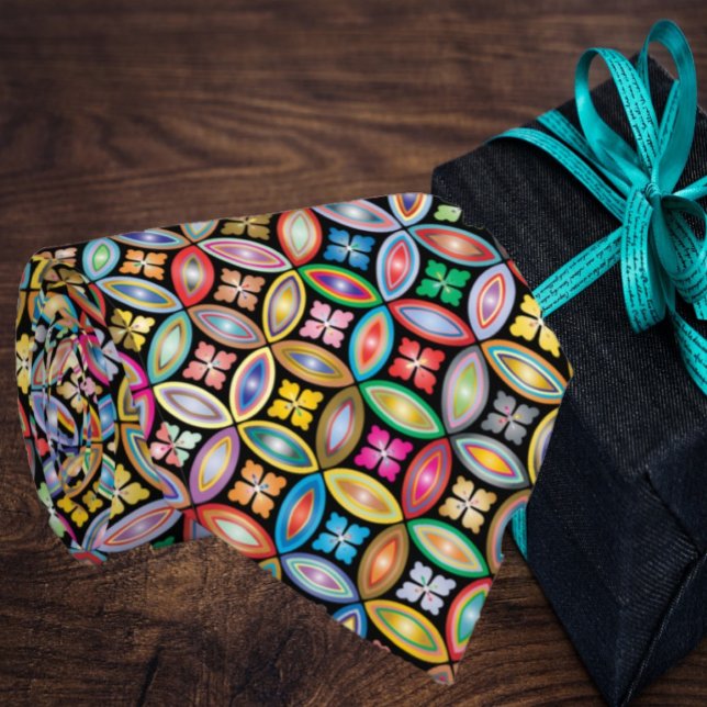 Rainbow Floral Geometric Pattern Stylish Modern Tie (Creator Uploaded)