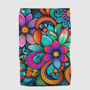 Rainbow Floral Golf Towel