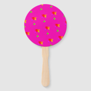 Rainbow Floral Hot Pink  Hand Fan