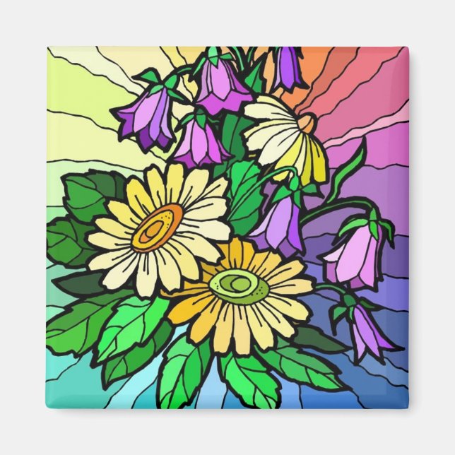 Rainbow Floral Magnet (Front)