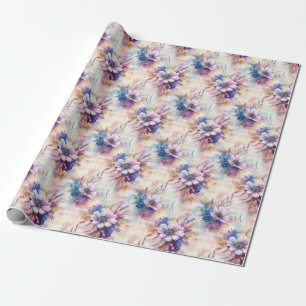 Rainbow Floral on Textured Background Wrapping Paper