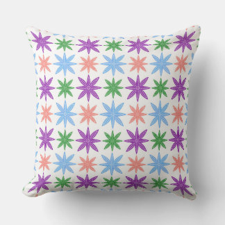 Rainbow Floral Pattern | Colourful Retro Flowers Cushion
