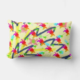Rainbow Floral Pattern  Lumbar Cushion