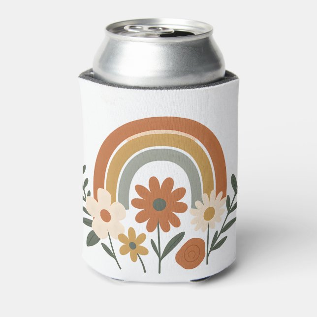 Rainbow Floral Retro Can Cooler (Can Back)