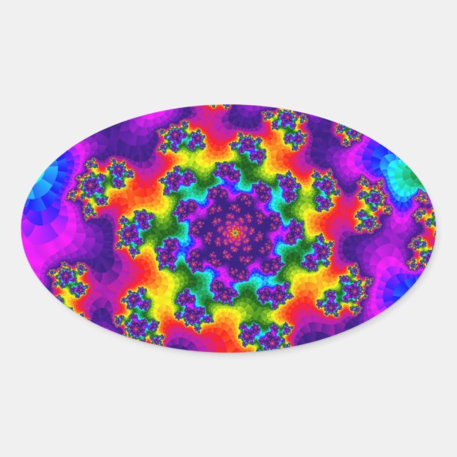 Rainbow Floral Sprinkles Oval Sticker (Front)