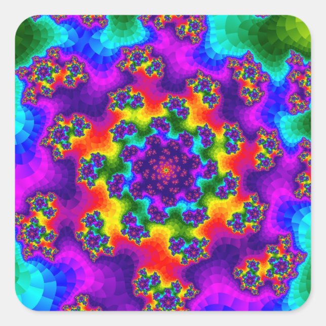 Rainbow Floral Sprinkles Square Sticker (Front)