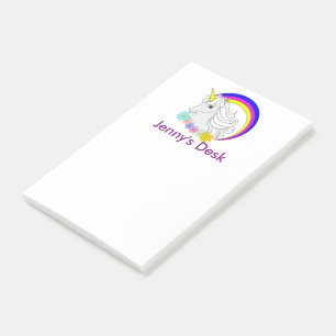 Rainbow Floral Unicorn Magical Fantasy Art Post-it Notes