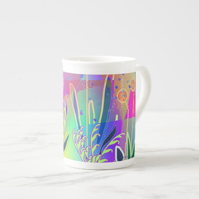 Rainbow Florals   Bone China Mug (Front Right)