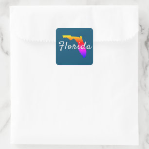 Rainbow Florida State Silhouette Square Sticker