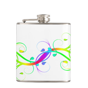 Rainbow Flourishes Hip Flask