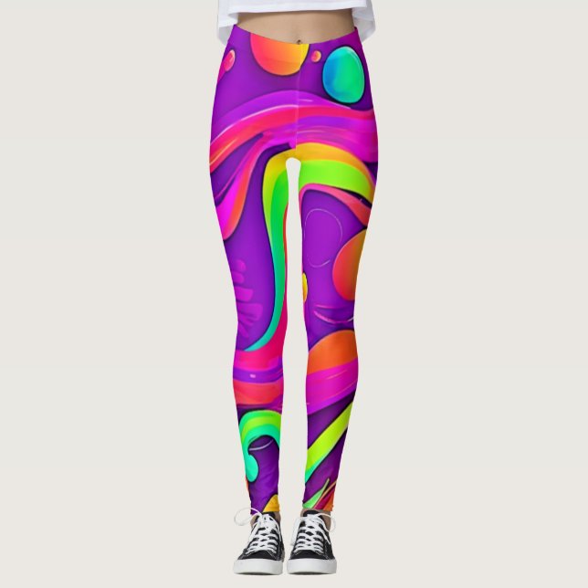 Rainbow Flow: Abstract Fun Leggings (Front)