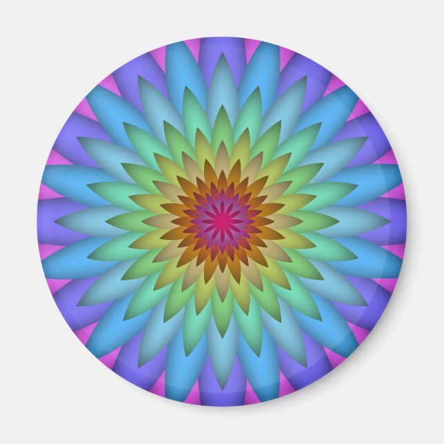 Rainbow Flower Abstract Art Magnet (Front)