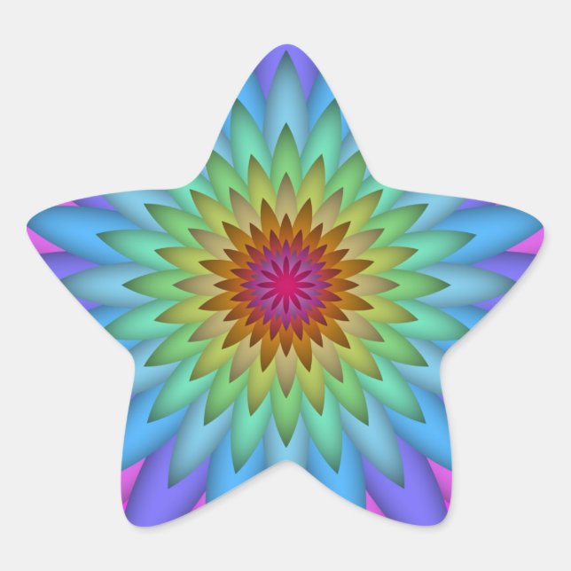 Rainbow Flower Abstract Art Star Sticker (Front)