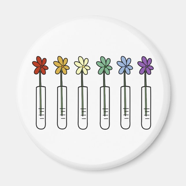 Rainbow Flower and Beaker Scientist Magnet (Front)