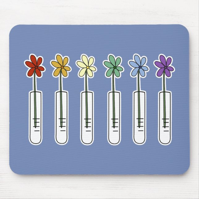 Rainbow Flower and Beaker Scientist Mouse Pad (Front)