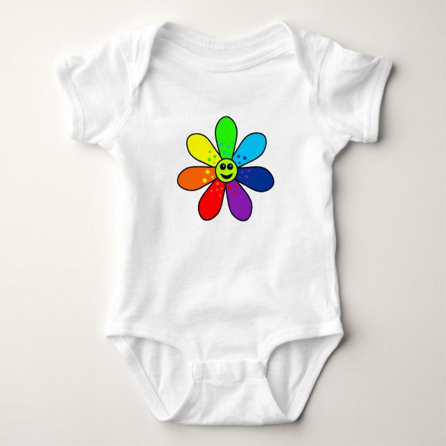 Rainbow Flower Baby Bodysuit (Front)