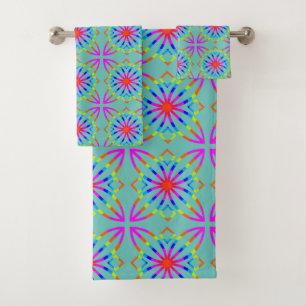 Rainbow Flower Bath Towel Set