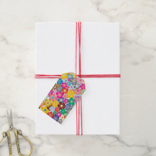 Rainbow flower blooms gift tags
