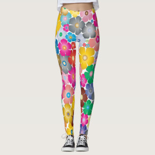 Rainbow flower blooms leggings