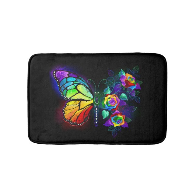 Rainbow flower butterfly bath mat (Front)
