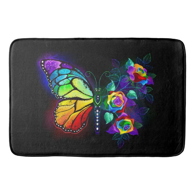 Rainbow flower butterfly bath mat (Front)