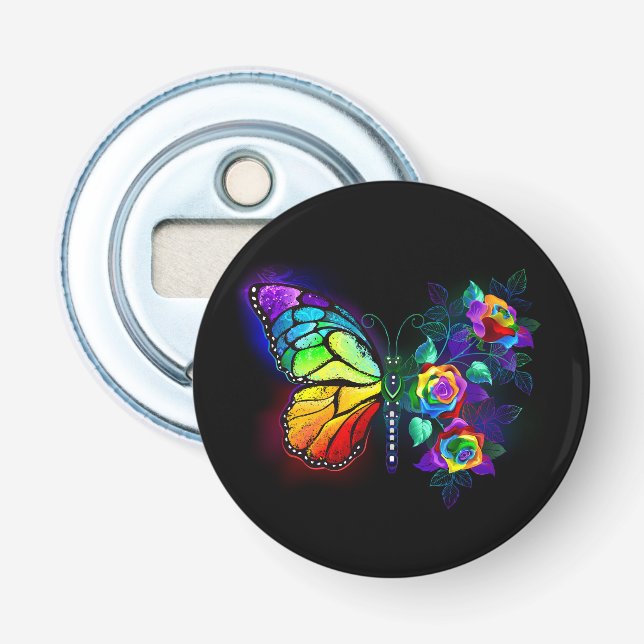 Rainbow flower butterfly bottle opener (Front)