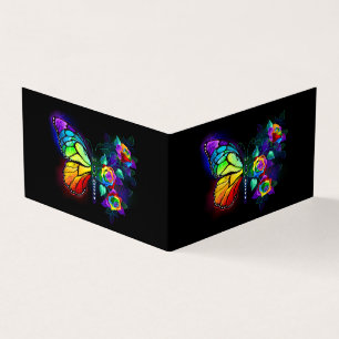 Rainbow flower butterfly business card