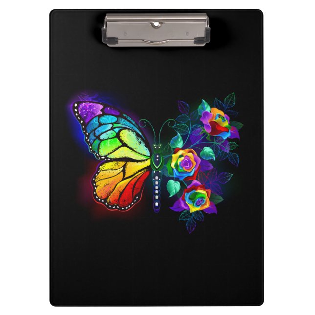 Rainbow flower butterfly clipboard (Front)