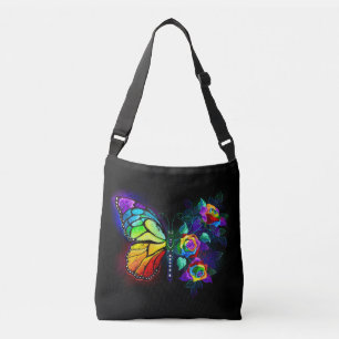 Rainbow flower butterfly crossbody bag