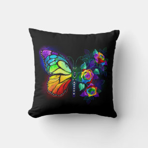 Rainbow flower butterfly cushion