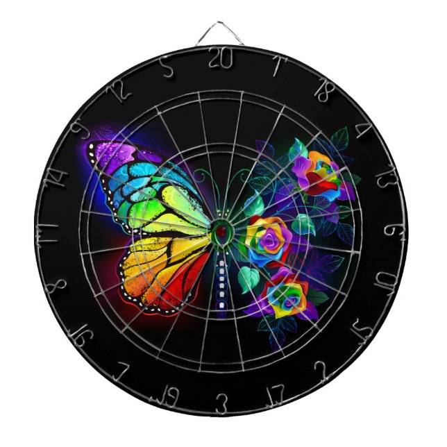 Rainbow flower butterfly dartboard (Front)