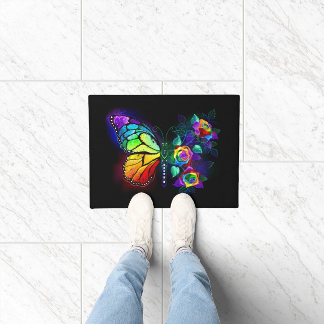 Rainbow flower butterfly doormat (Indoor)