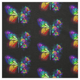 Rainbow flower butterfly fabric